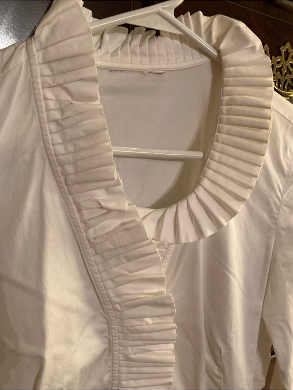 White Ruffle-Trim Women's Top - Picture 2 of 5